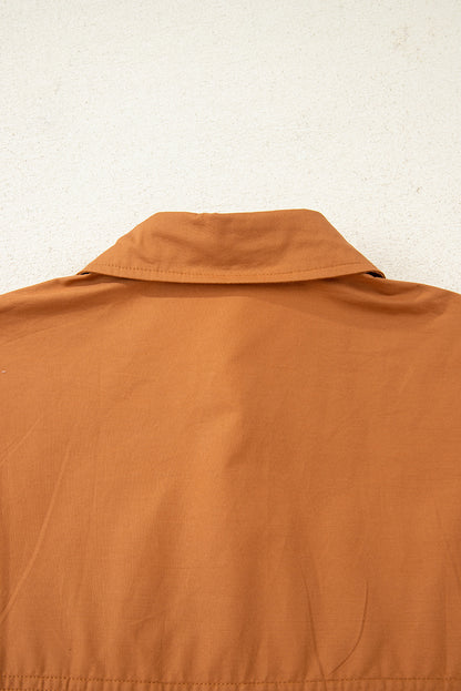 Khaki Plaid Tunic Dress Button Front