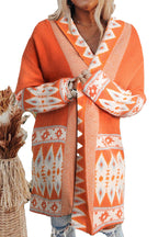 Brown Aztec Print Cardigan For Trendy Styles