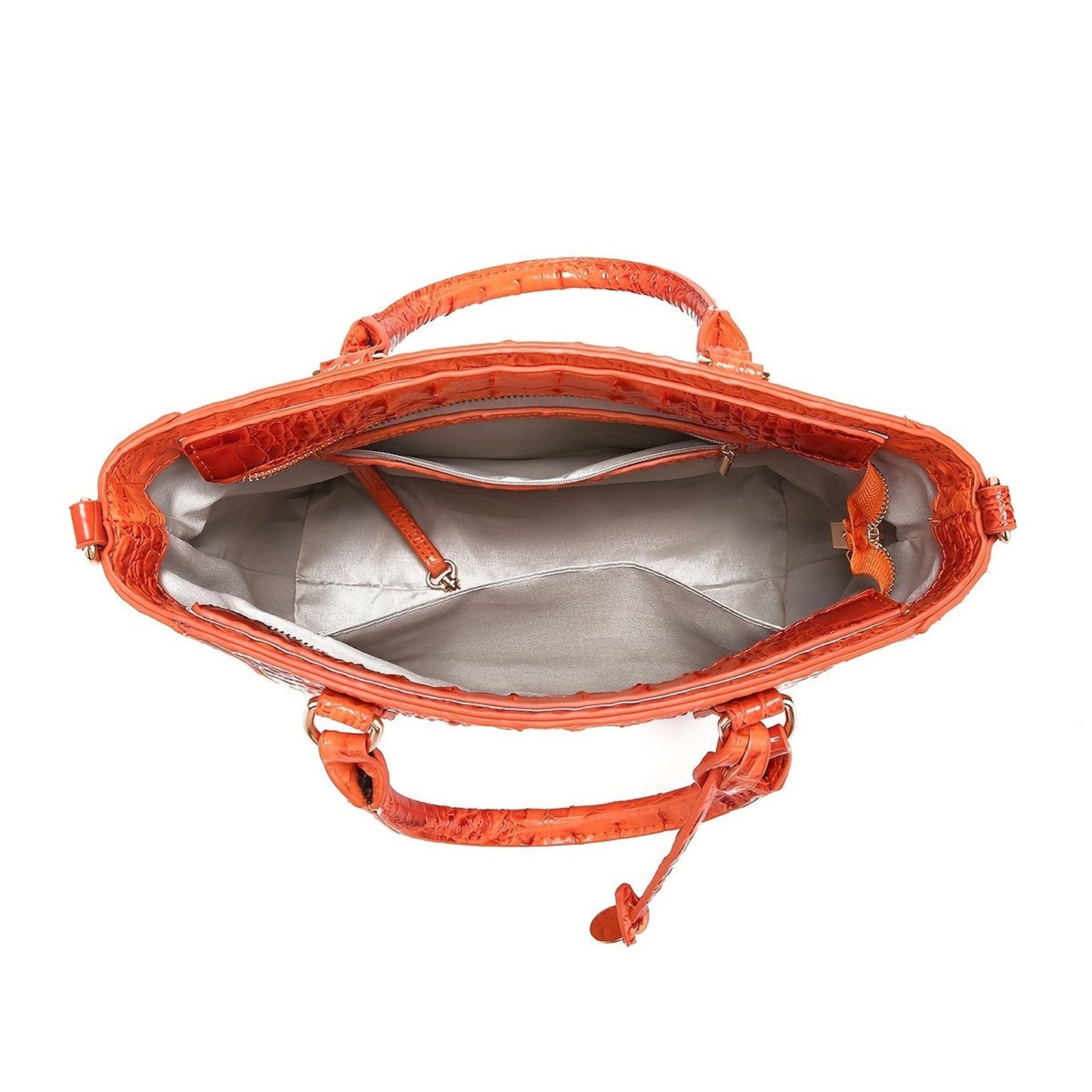 Crocodile Pattern Satchel Handbag Pink