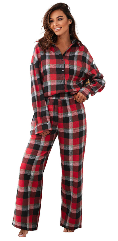 Red Checkered Christmas Lounge Set