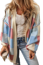 Light Blue Checkered Cardigan For Stylish Layers