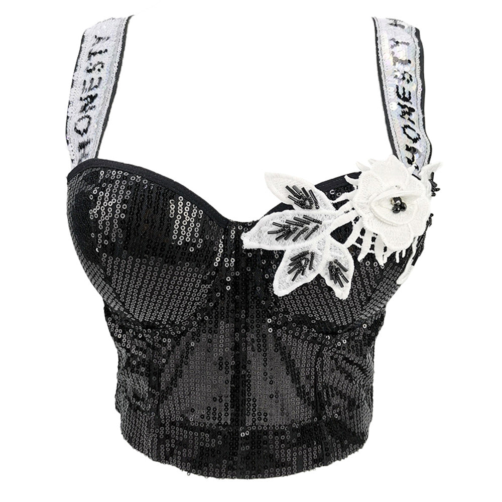 Corset Boned Sequin Top for Stylish Wear