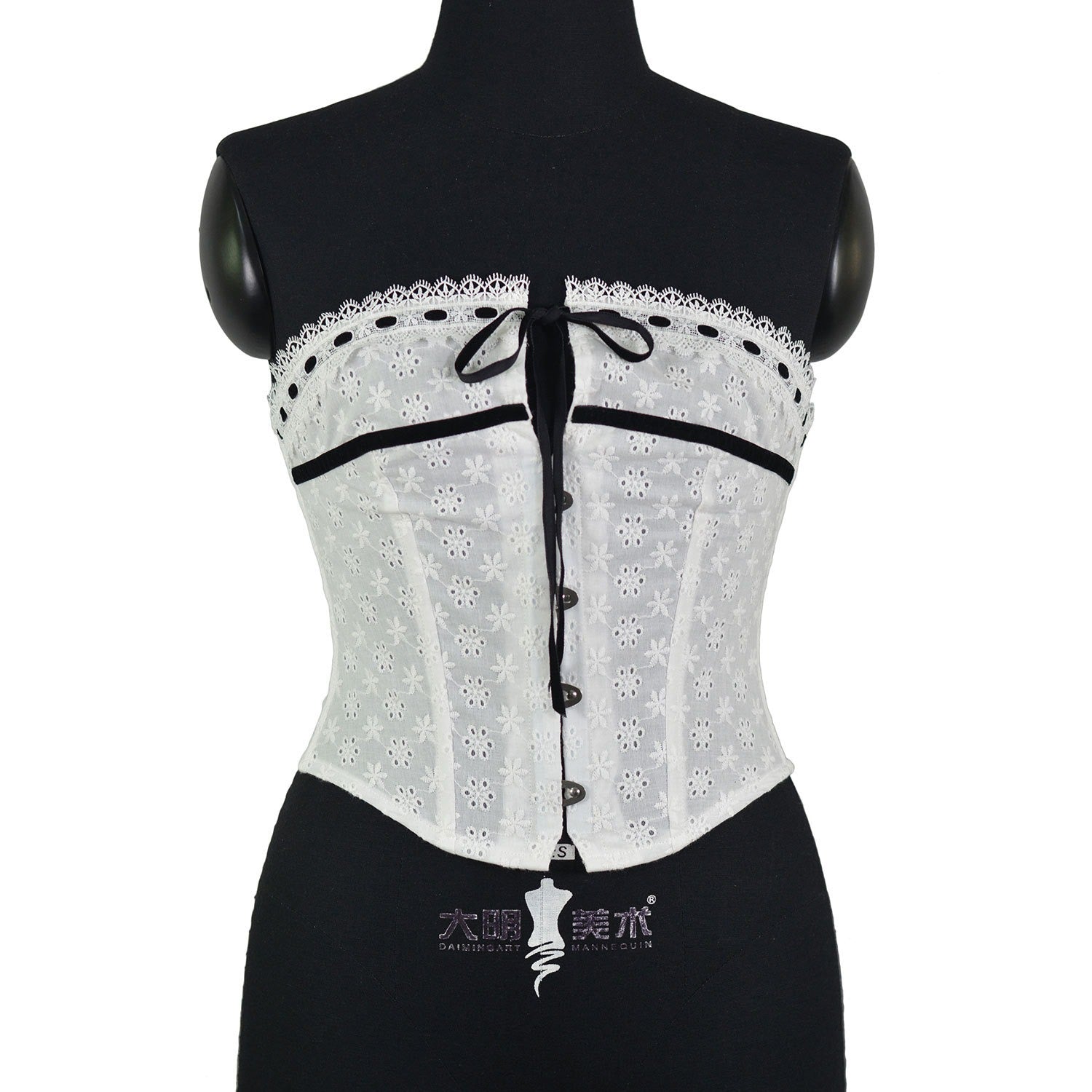White Corset Top with Lace Trim