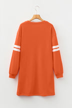 Red Varsity Sweatshirt Dress Cozy Pocketed Mini