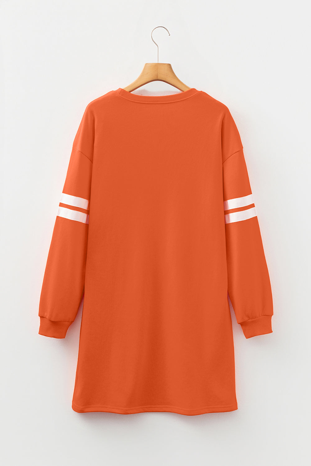 Red Varsity Sweatshirt Dress Cozy Pocketed Mini