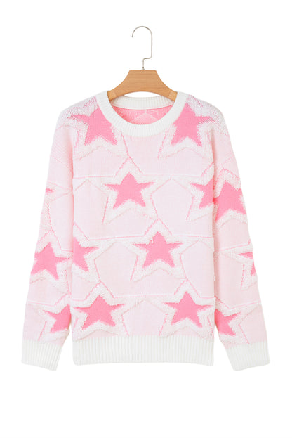 Pink Star Oversized Sweater For Cozy Style