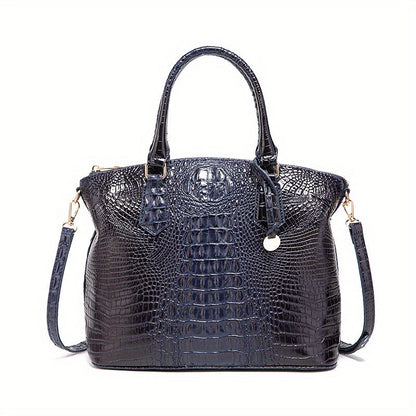 Crocodile Embossed Womens Handbag Chic Satchel