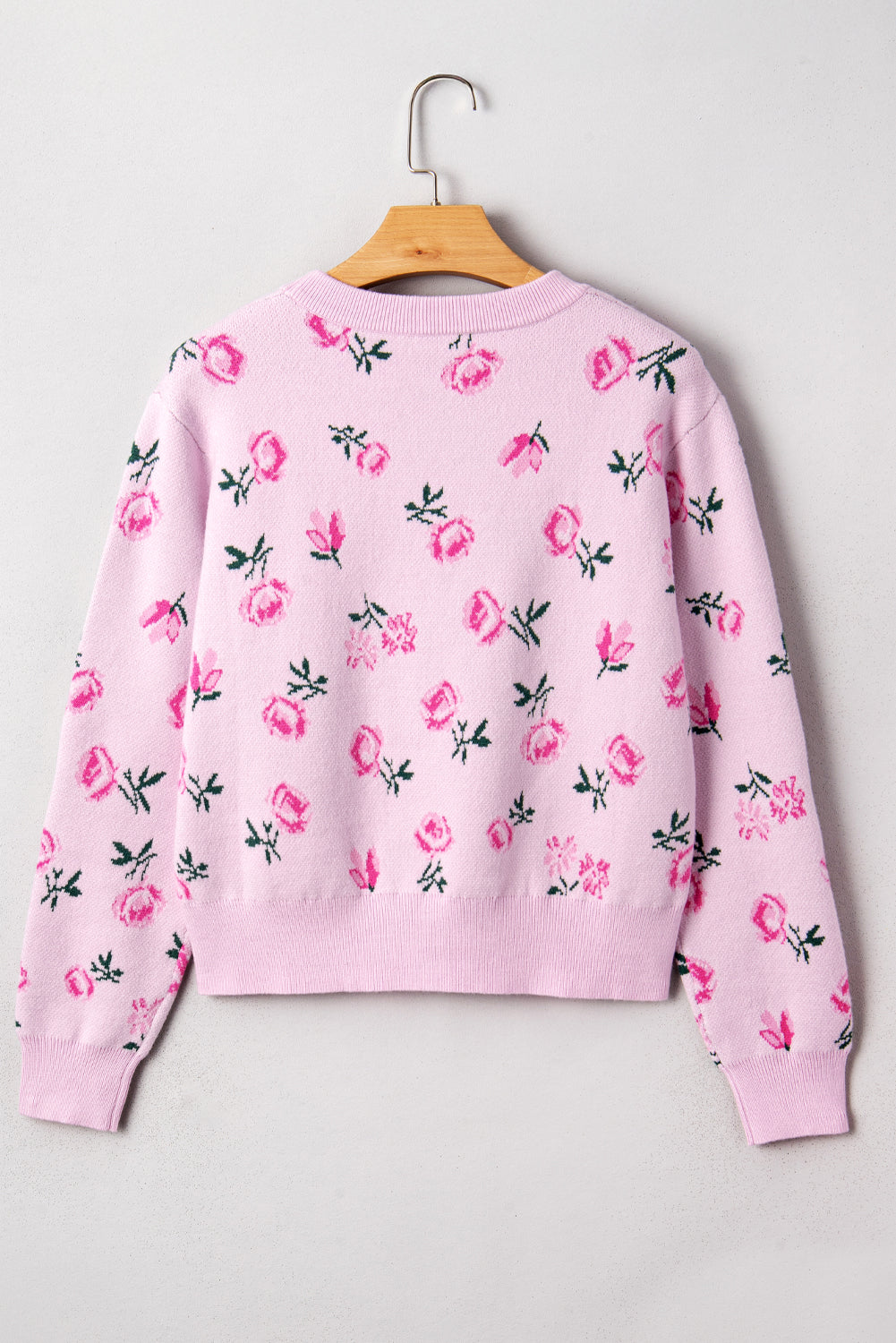 Floral Print Cropped Sweater For Trendy Style