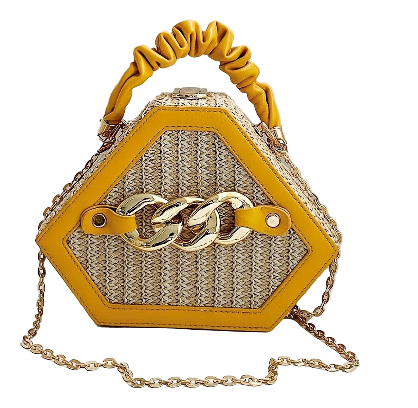 Model Holding Stylish Niche Shaped Satchel Bag