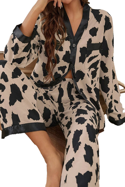 Khaki Cheetah Print Sleepwear Set