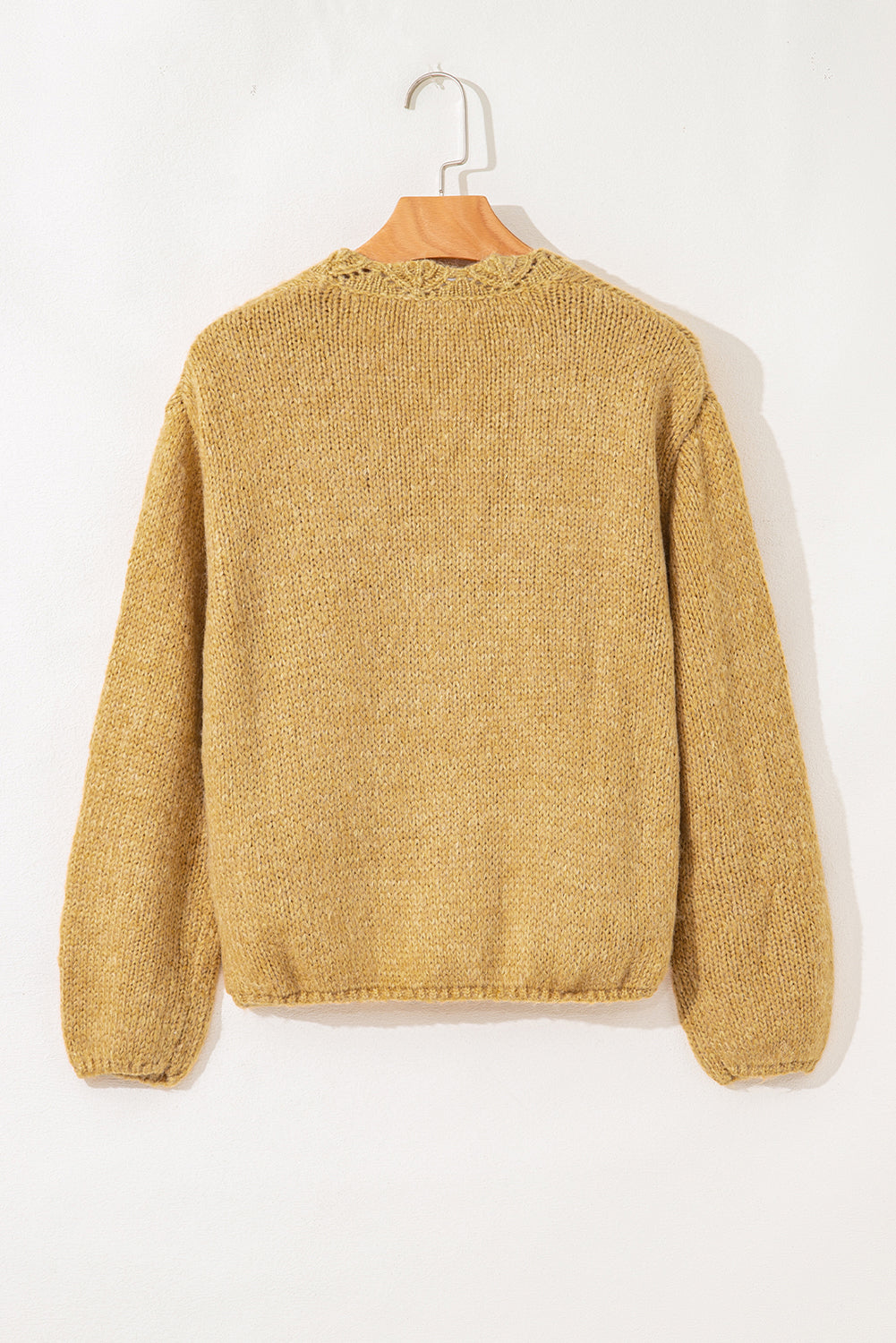 Light Beige Lantern Sleeve Cardigan