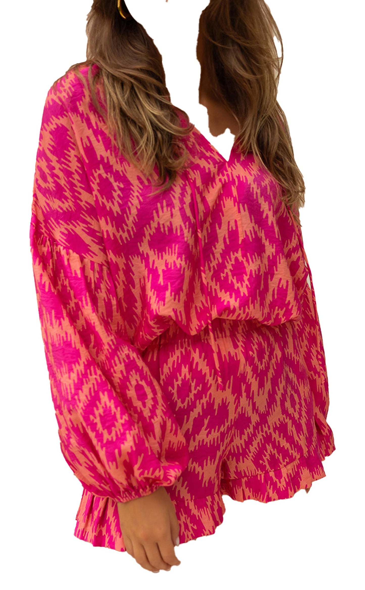 Rose Western Aztec Print Pajama Set