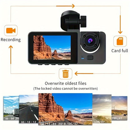3 Channel Dash Cam With Night Vision