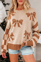 Yellow Ribbon Bow Print Sweater