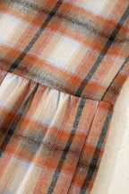 Khaki Plaid Tunic Dress Button Front