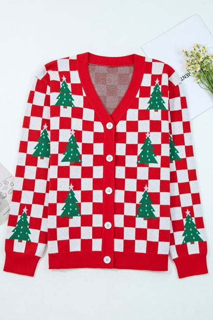 Pink Checkered Christmas Cardigan