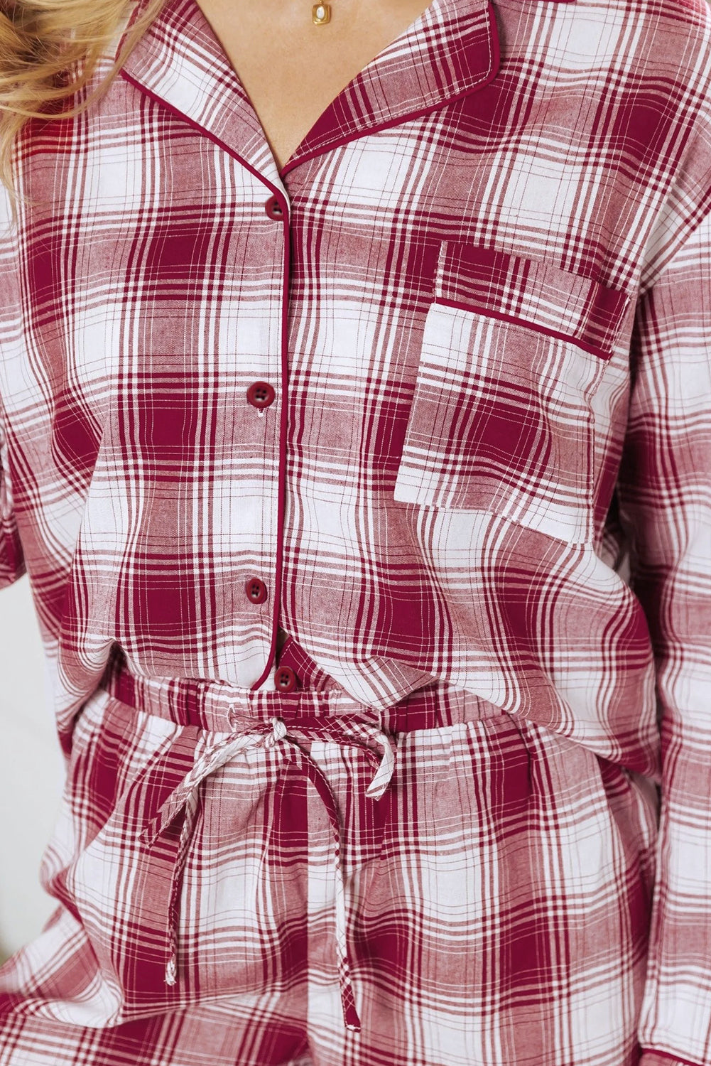 Red Plaid Lounge Set For Women