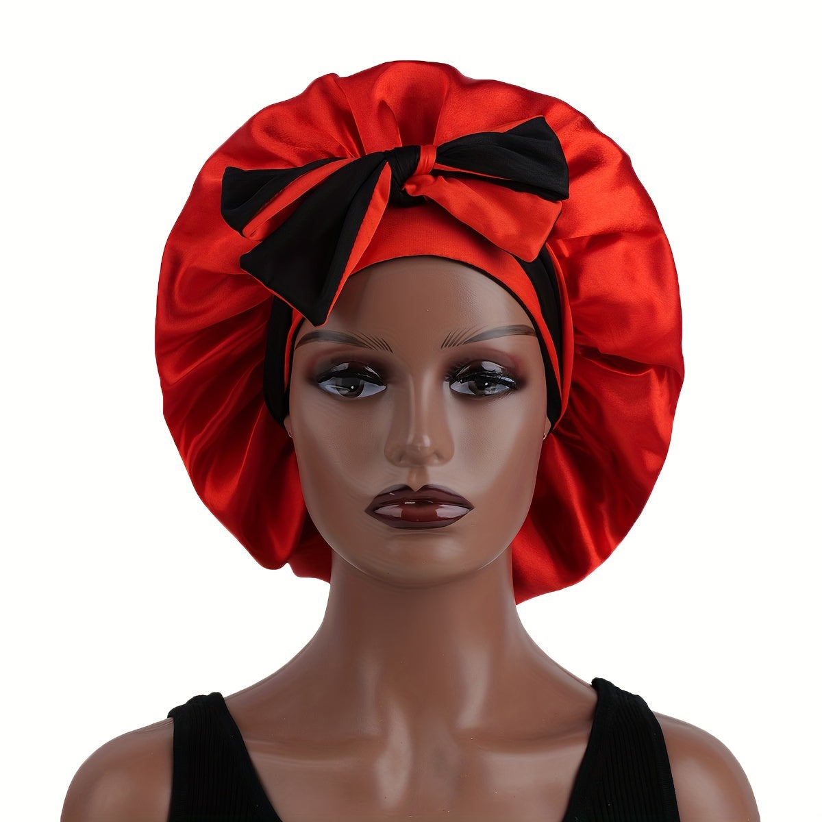 Double Layered Satin Sleep Bonnet With Bow