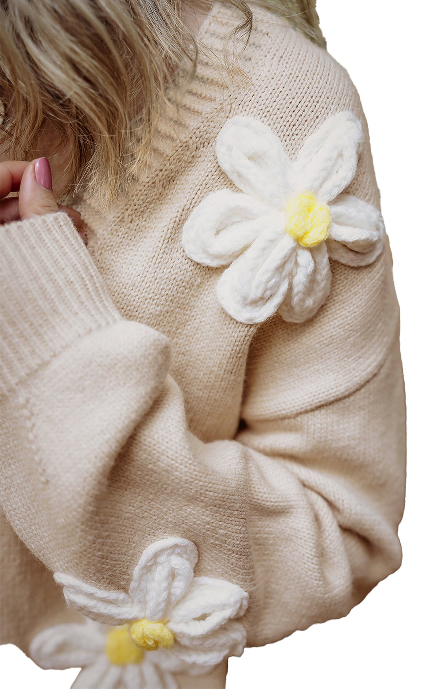 Flower Decor Button Front Cardigan