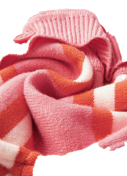 Pink Striped Cardigan Sweater For Women