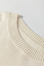 Beige Embroidered Floral Sweater