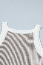Pale Khaki Contrast Trim Ribbed Knit Sweater Tank Top