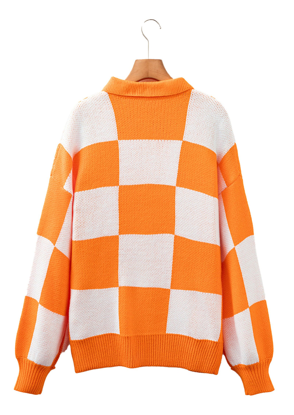 Grapefruit Orange Checkered Sweater