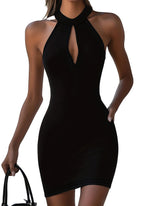 Black Halter Neck Bodycon Mini Dress
