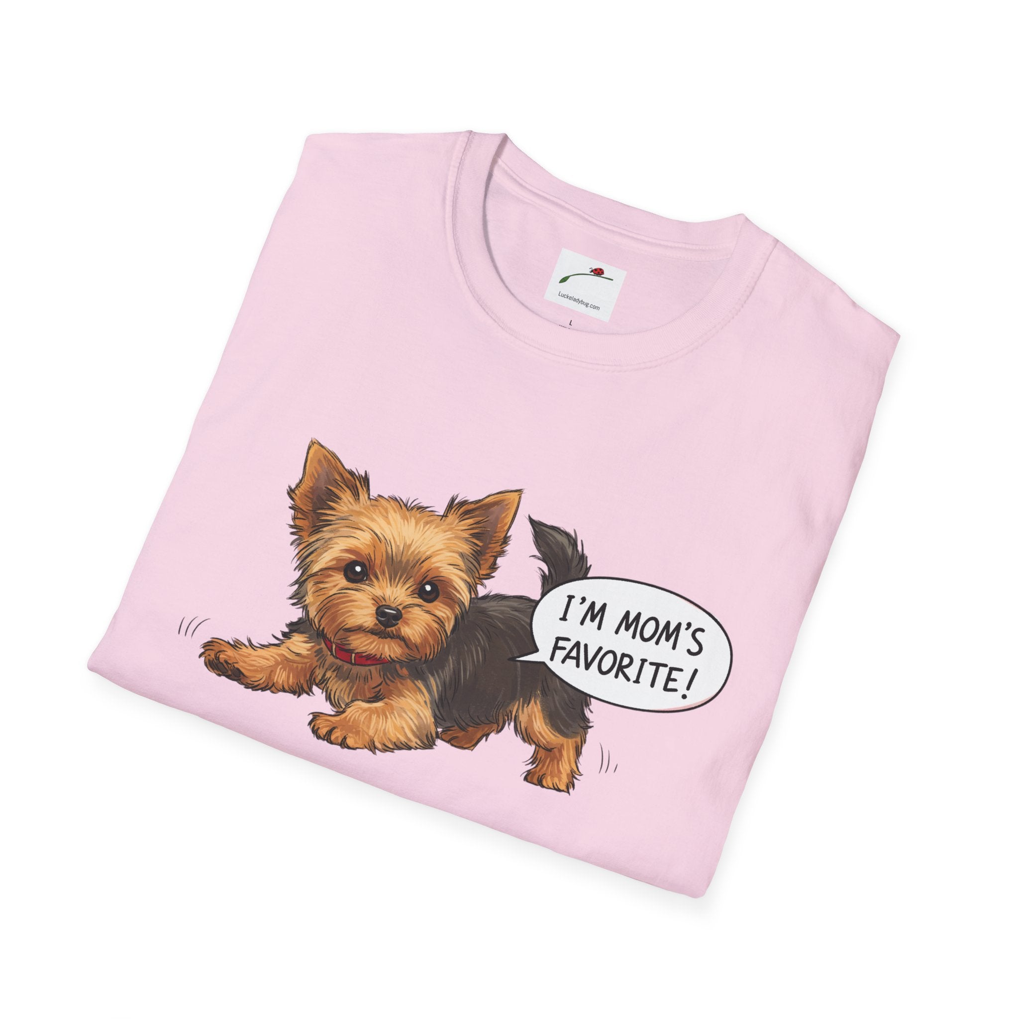 Camiseta LuckeLadybug para mujer con la imagen de una linda mamá yorkshire terrier