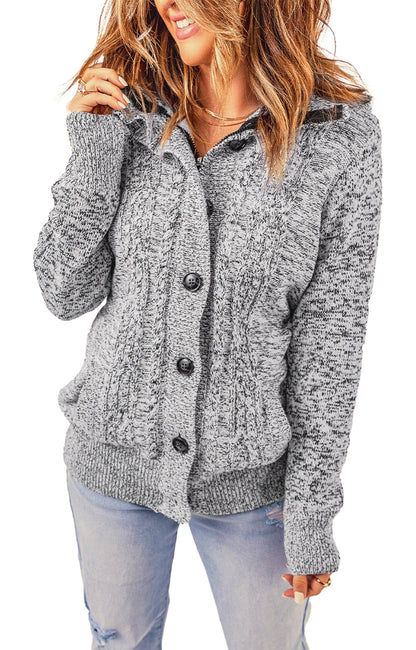 Dark Gray Hooded Cardigan For Women