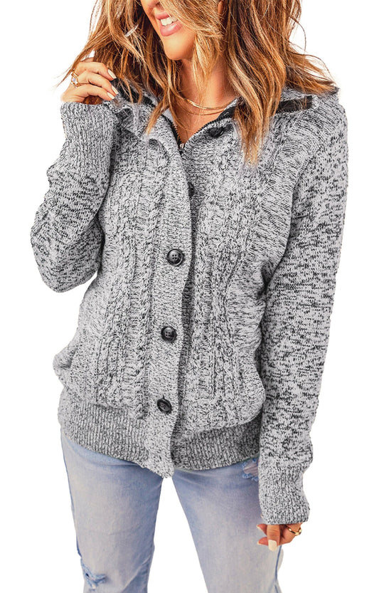 Dark Gray Hooded Cardigan For Women