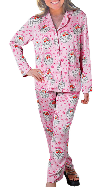 Pink Santa Christmas Pajama Set