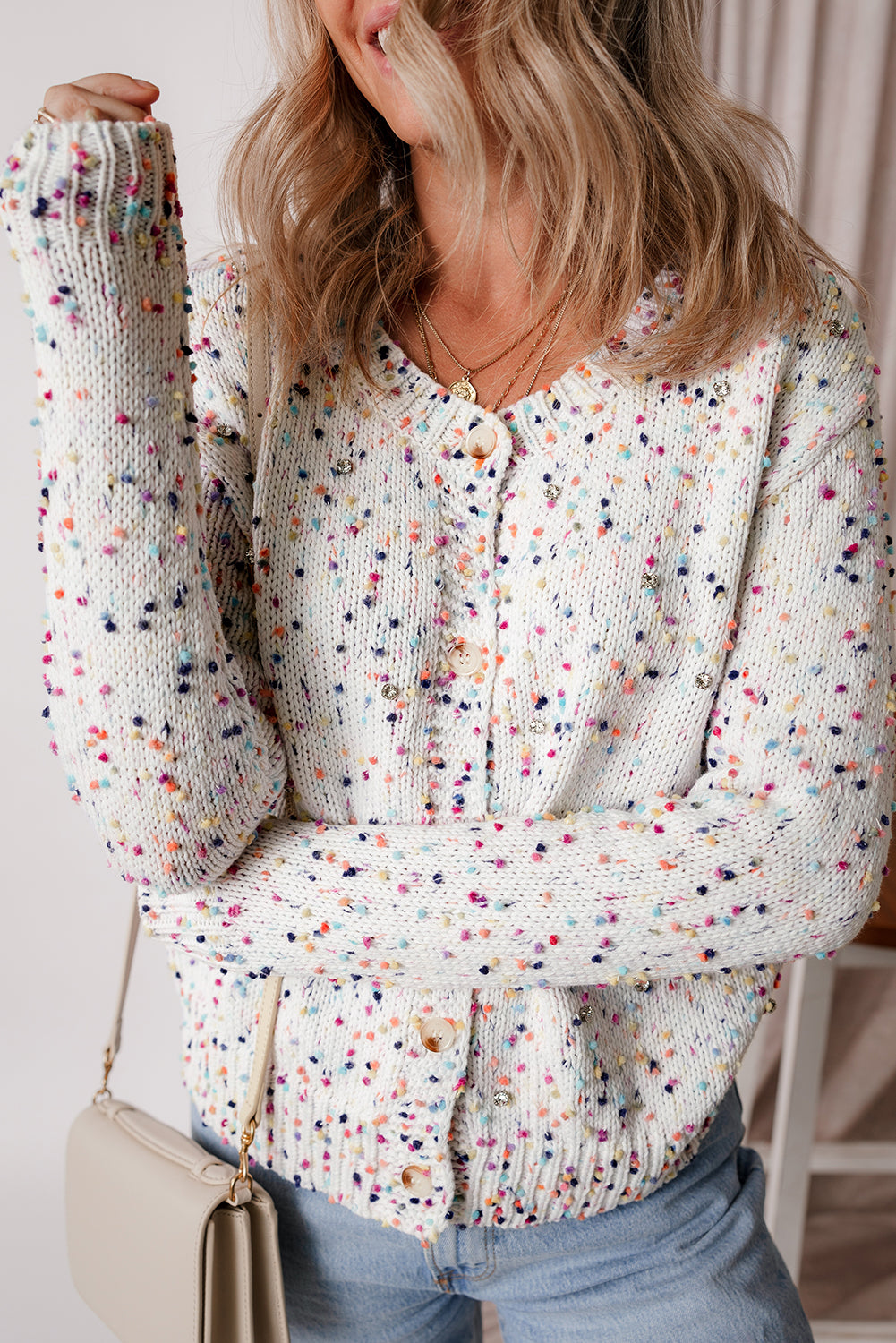 Aruba Blue Rhinestone Sweater Cardigan