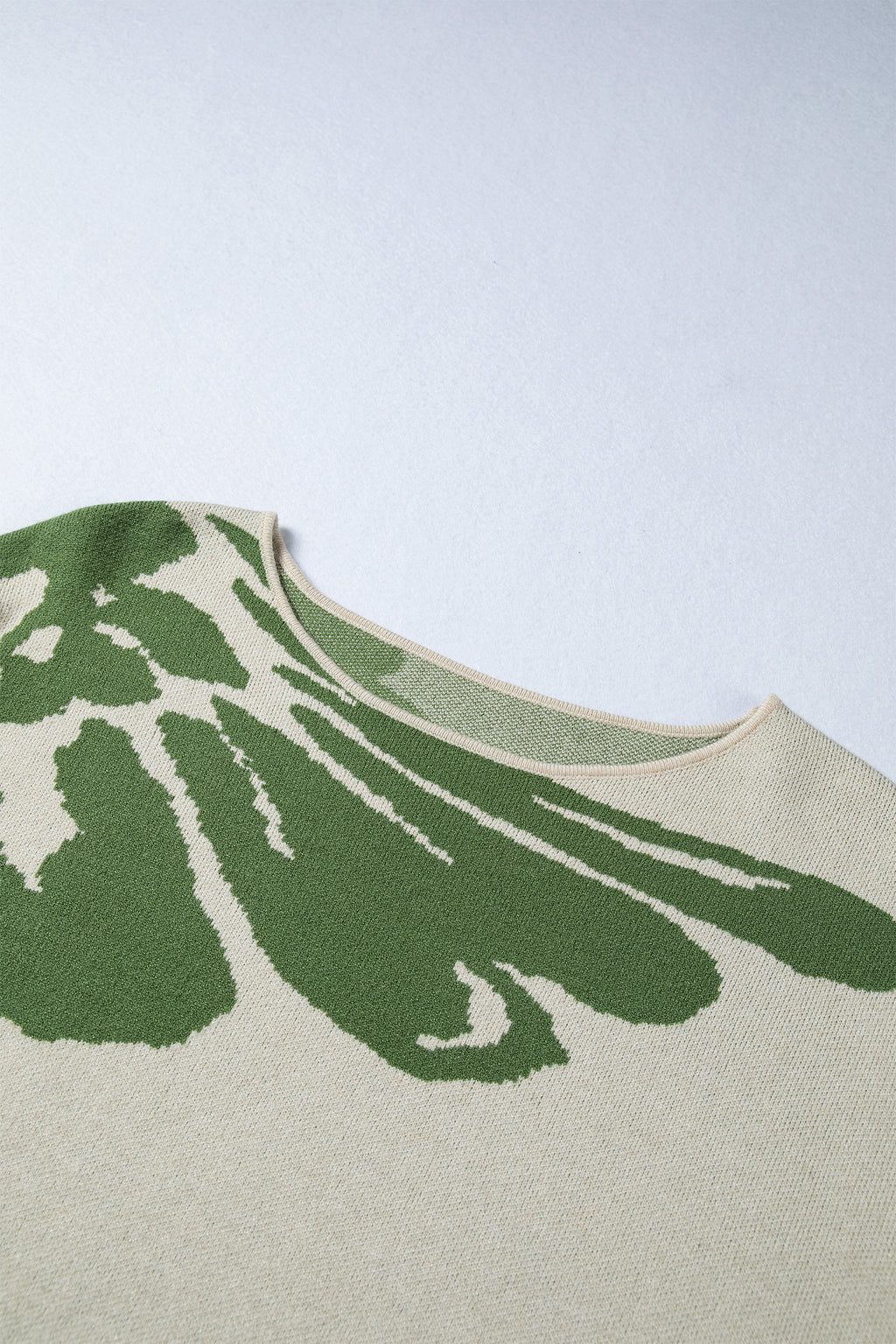Green Flower Pattern Sweater For Women