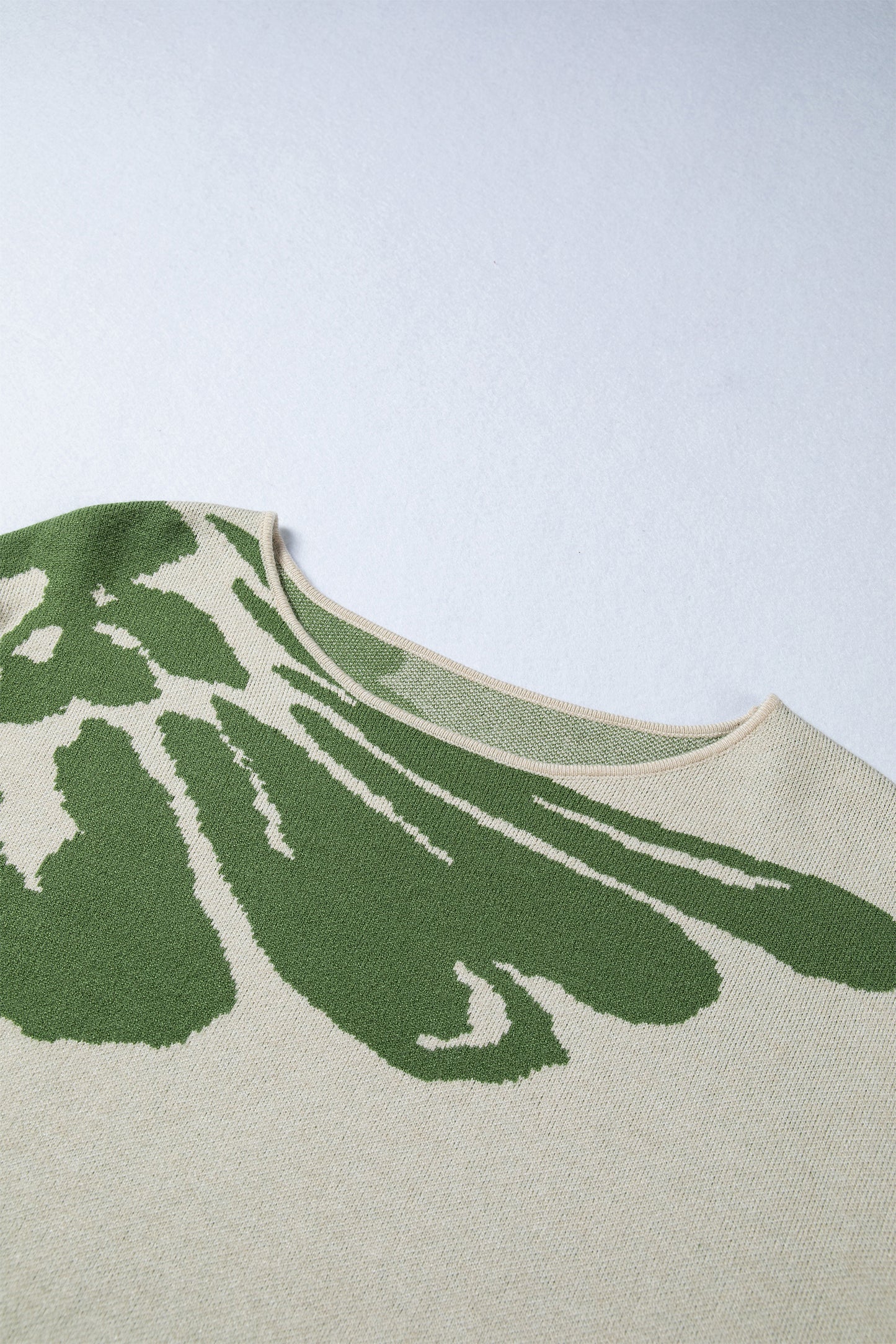 Green Flower Pattern Sweater For Women