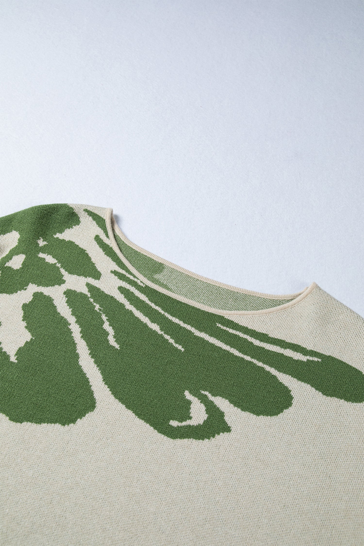 Green Flower Pattern Sweater For Women