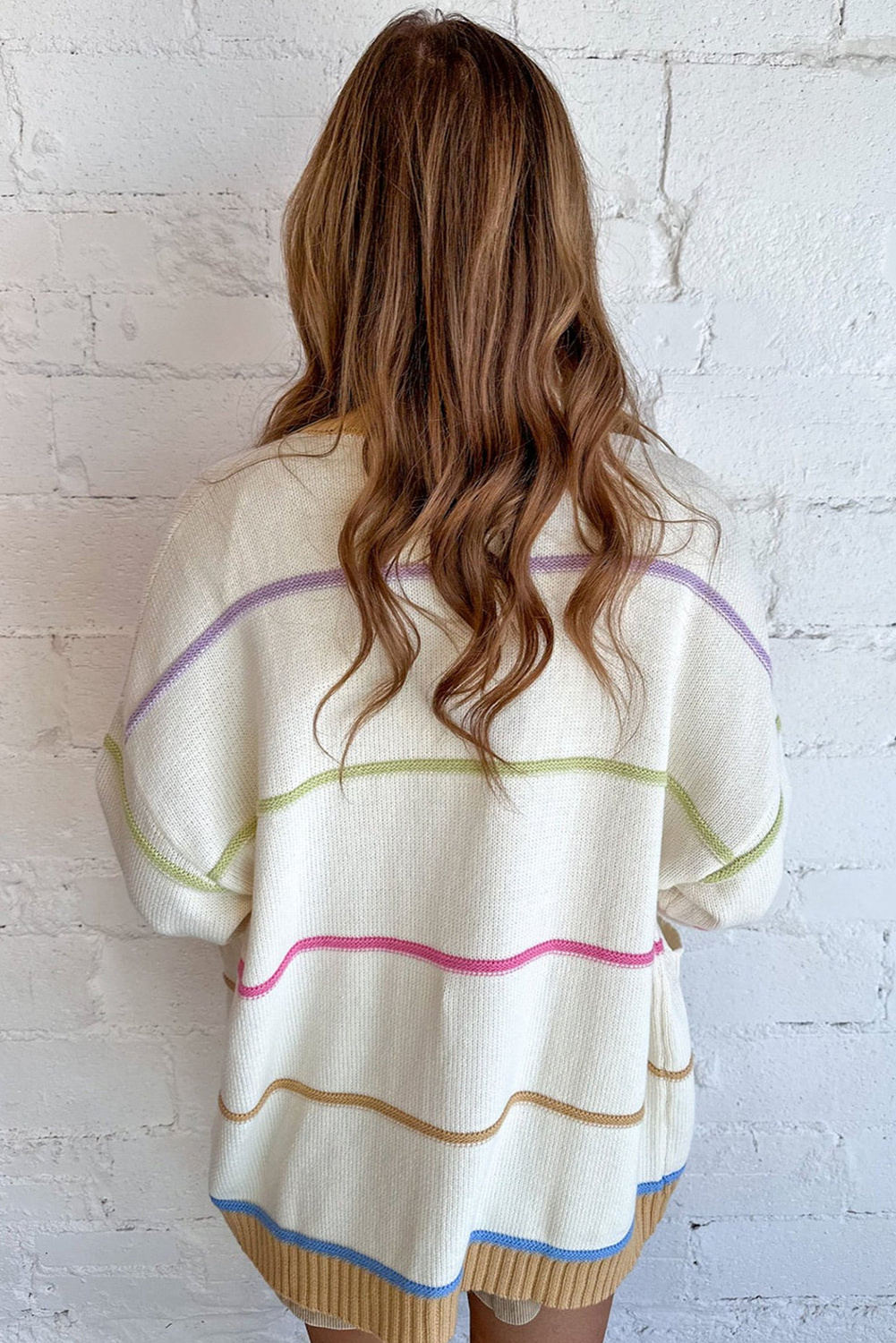 White Color Block Cardigan For Stylish Layers
