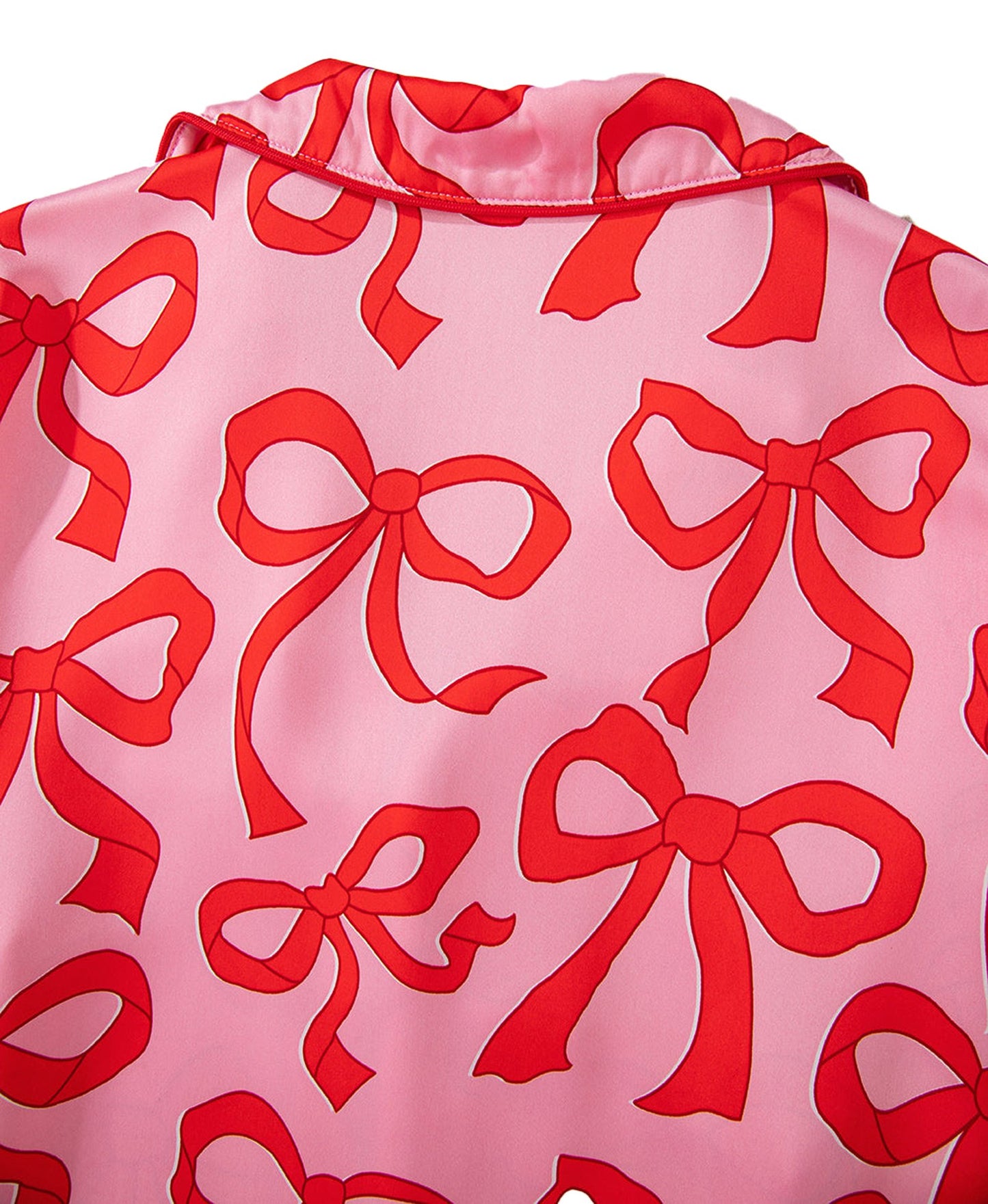 Pink Bow Print Pajama Set For Cozy Nights