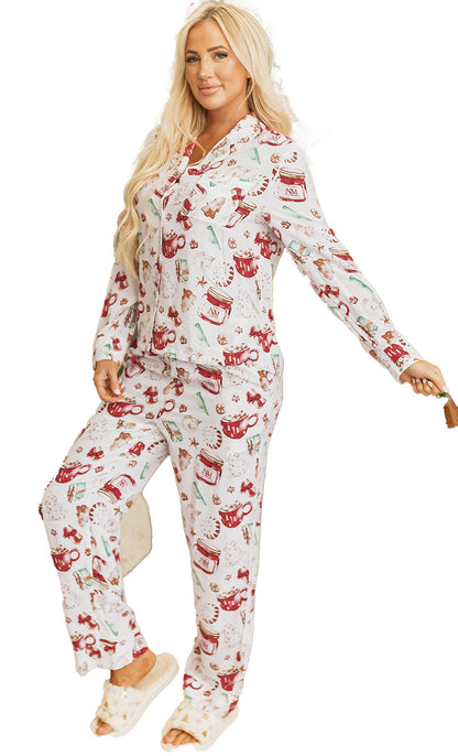 White Christmas Pajama Set For Cozy Nights