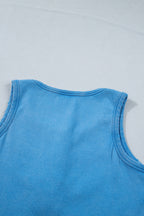 Coffee Vintage Distressed Ribbed Mineral Wash Tank Top