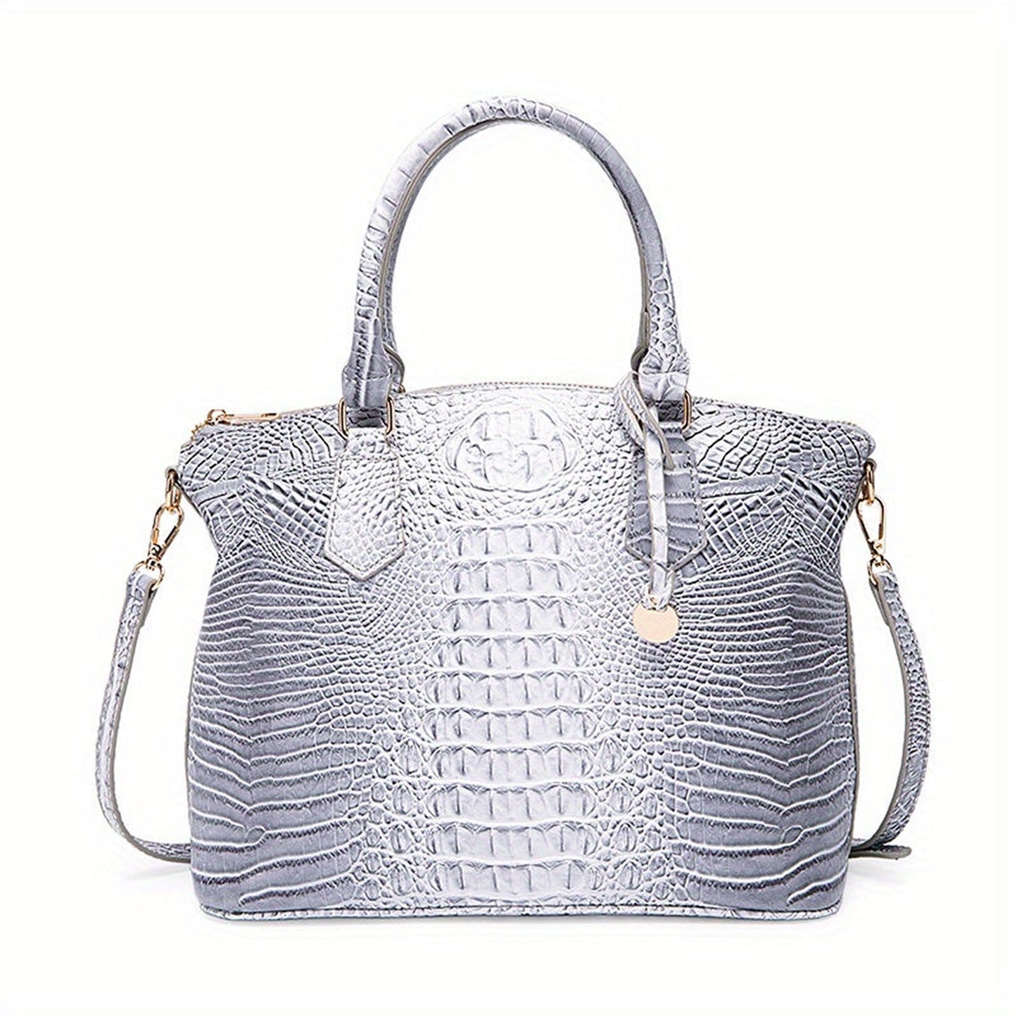 Crocodile Embossed Womens Handbag Chic Satchel