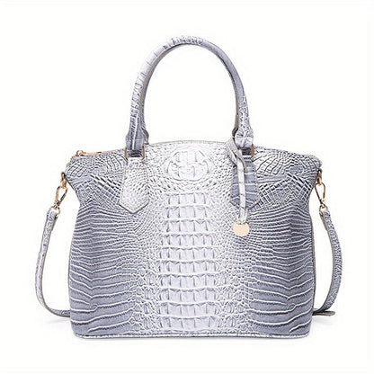 Crocodile Embossed Womens Handbag Chic Satchel