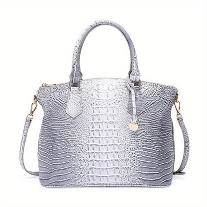 Crocodile Embossed Womens Handbag Chic Satchel