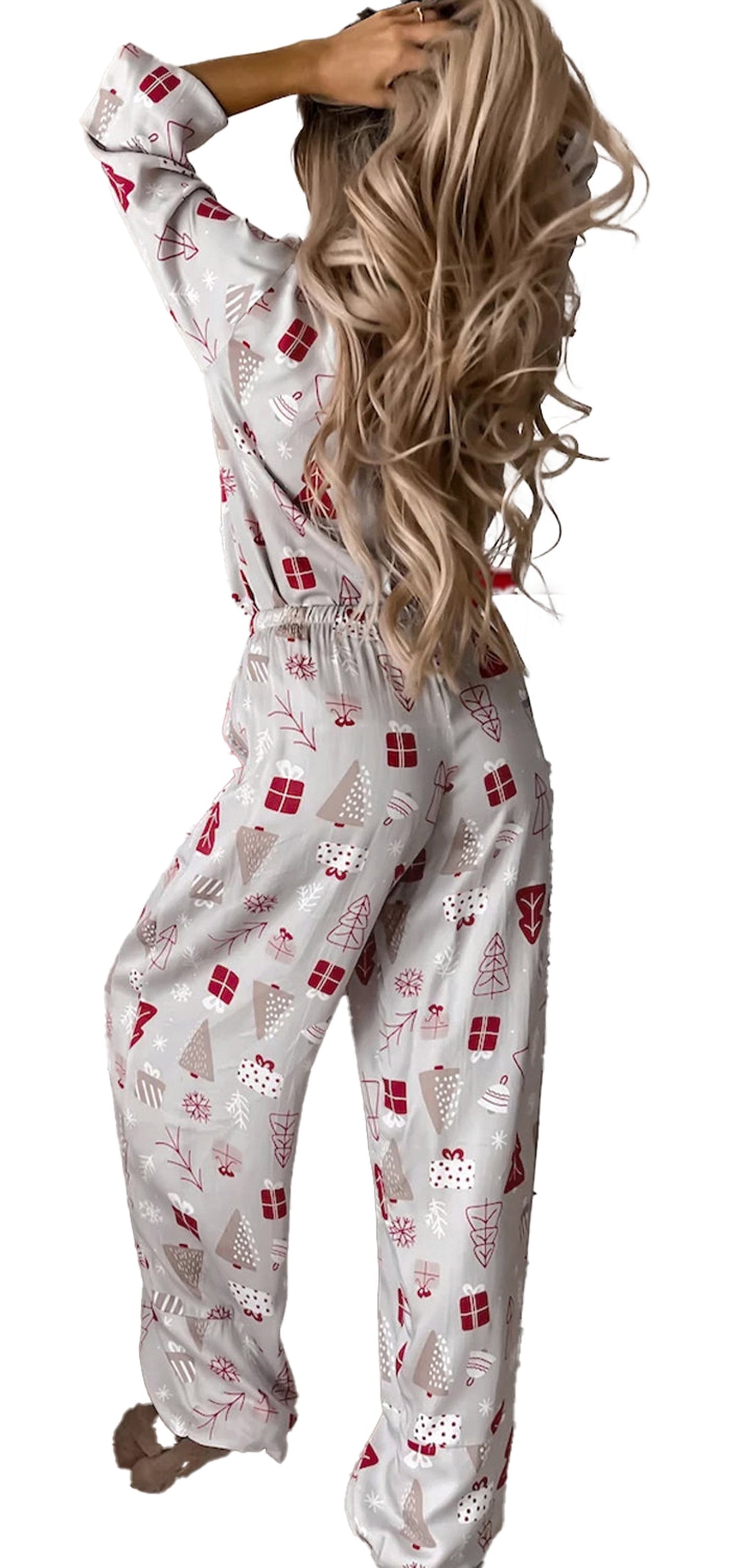 White Christmas Pajama Set For Cozy Nights
