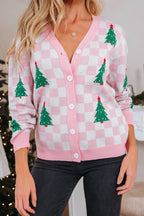 Pink Checkered Christmas Cardigan