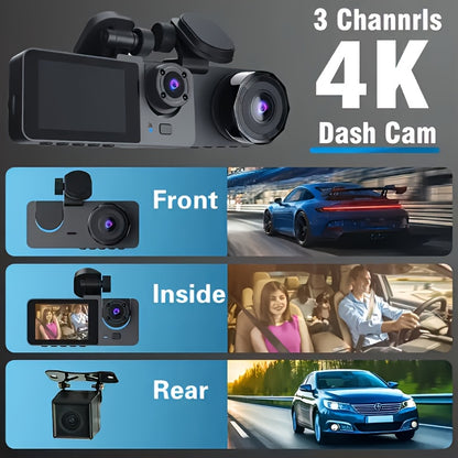 4k Front And Rear Dash Cam, Ultra Hd Recorder