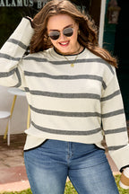 Plus Size Apricot Stripe Sweater