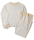 White Cheetah Print Loungewear Set