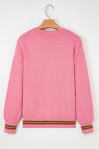 Peach Blossom Embroidered Western Sweater