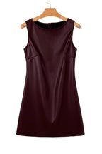Vegan Leather Mini Dress Sleeveless A-Line